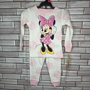 New Minnie Mouse Pink Polka Dot Pajamas Disney 18M Toddler‎ Long Sleeve Baby 2pc